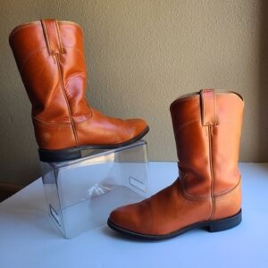 Justin Vintage 80s/ 90s Caramel Western Style Cowboy Boots Men Size 7.5